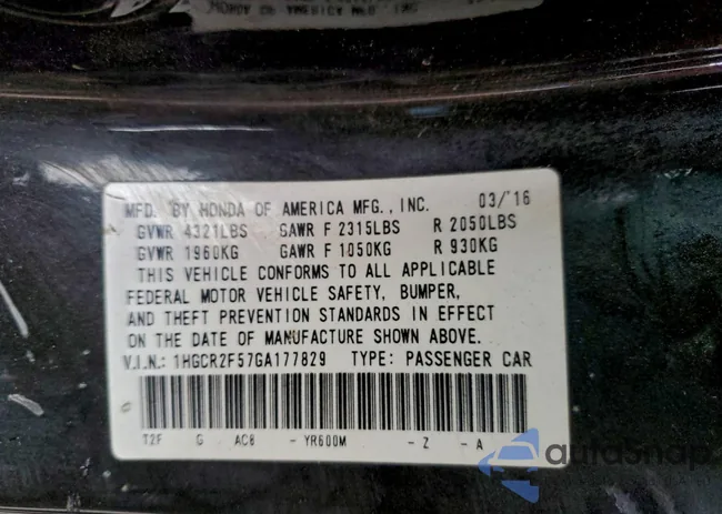 1HGCR2F57GA177829: 93434835