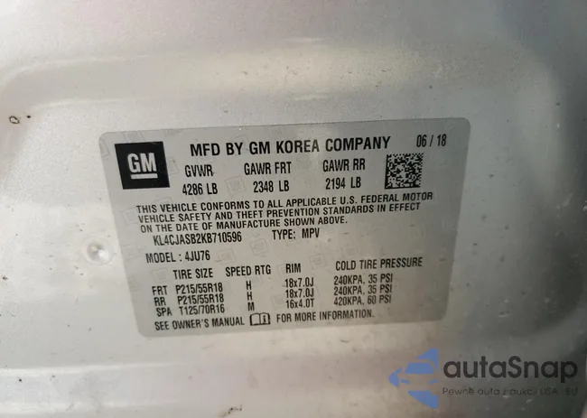 KL4CJASB2KB710596: 91737595