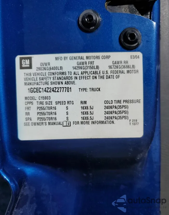 1GCEC14Z24Z277701: 91221595