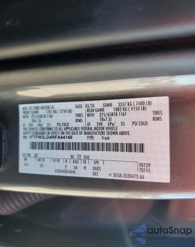 1FTFW3LD4RFA44148: 91002665