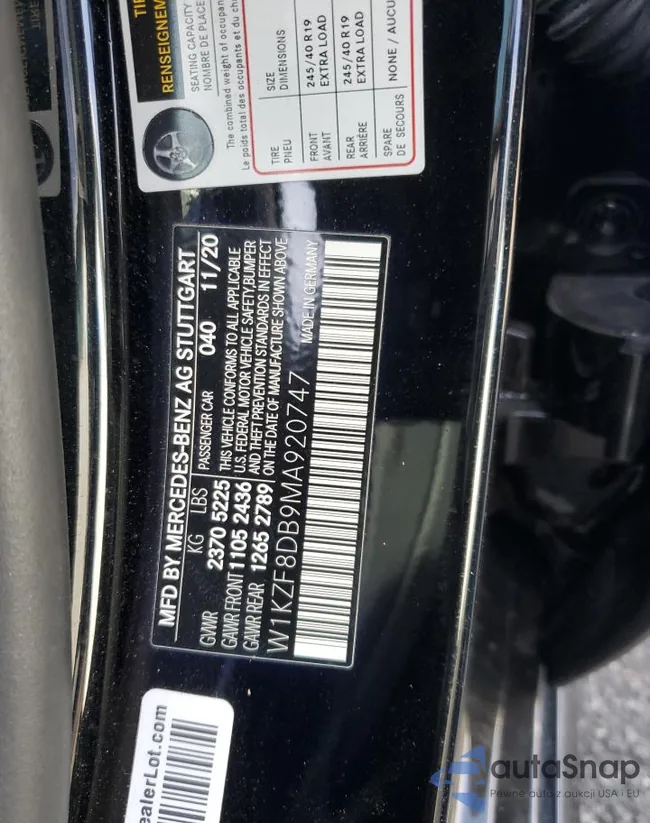 W1KZF8DB9MA920747: 93226285