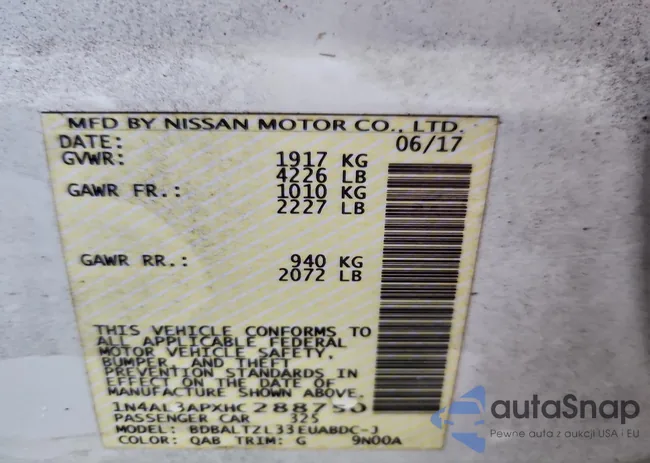 1N4AL3APXHC288750: 93877625