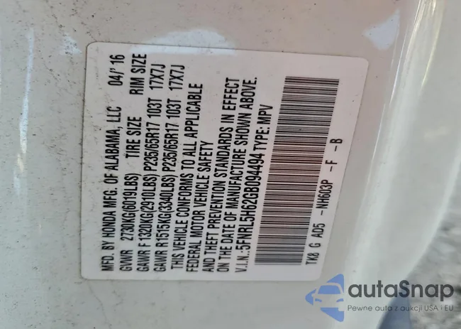 5FNRL5H62GB094494: 93975605