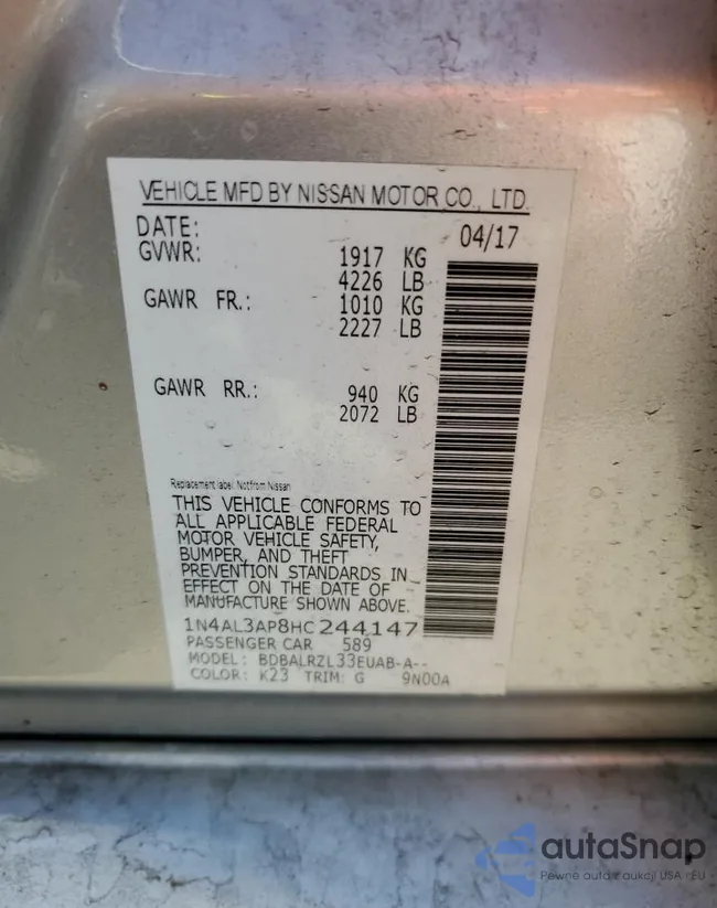 1N4AL3AP8HC244147: 91689965