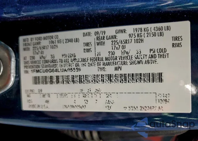 1FMCU0G64LUA05559: 92751735