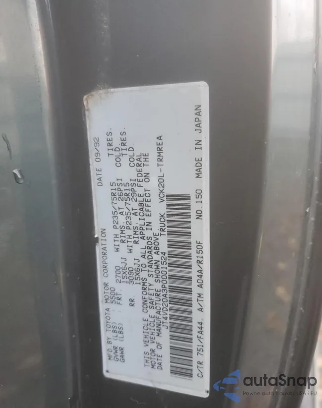 JT4VD20A3P0001524: 93386185