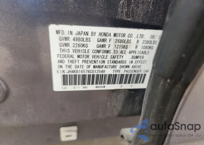 JH4KB16576C012549: 89797425