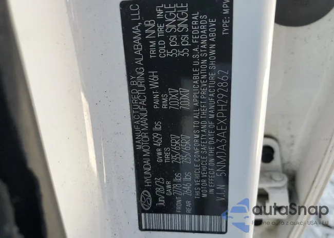 5NMJA3AEXPH292862: 91074585