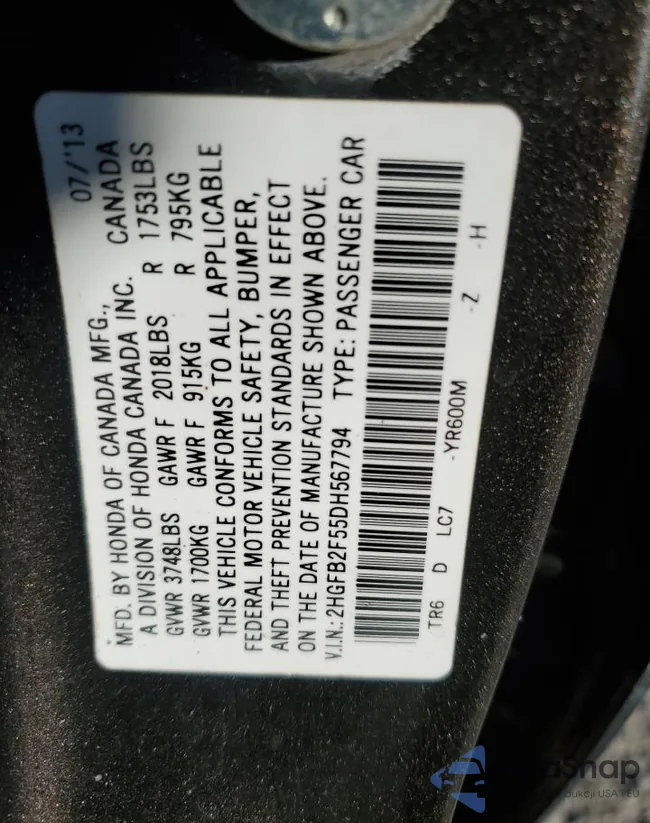 2HGFB2F55DH567794: 93316435