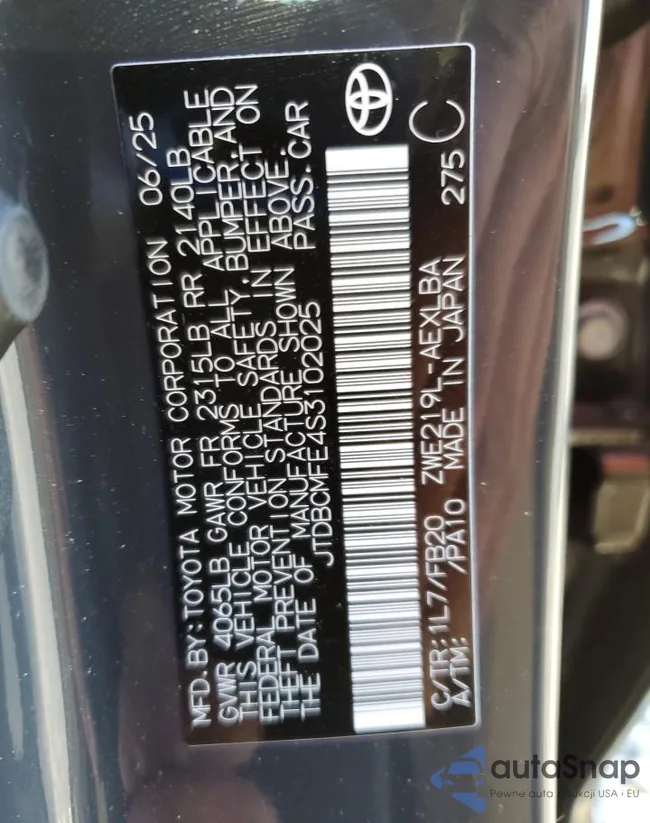 JTDBCMFE4S3102025: 93076575