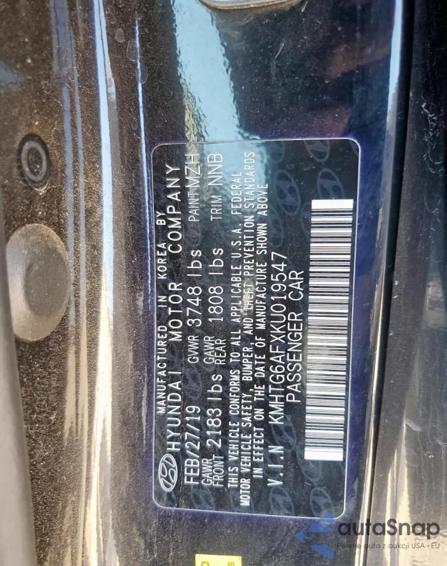 KMHTG6AFXKU019547: 91362465