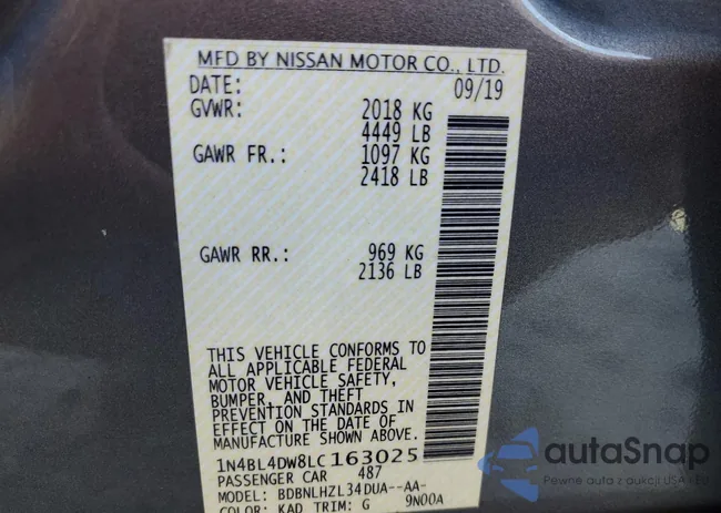 1N4BL4DW8LC163025: 92689905