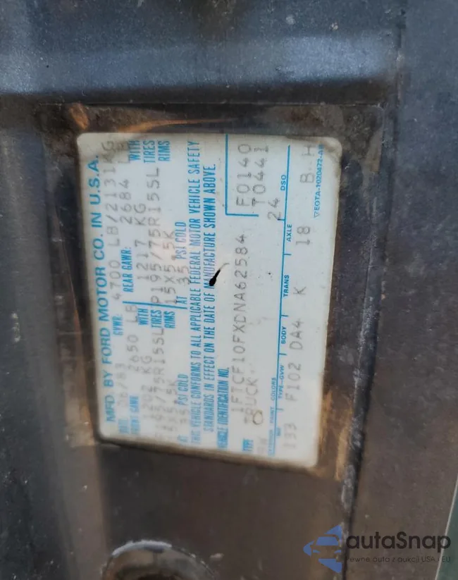 1FTCF10FXDNA62584: 93442115