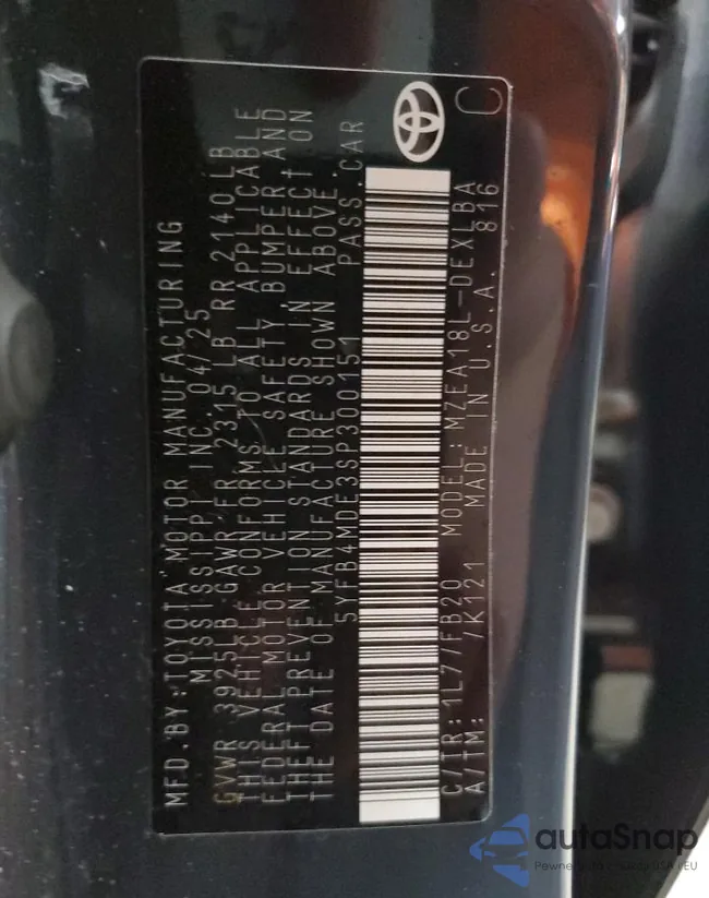 5YFB4MDE3SP300151: 91318075