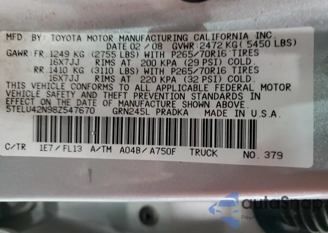 5TELU42N98Z547670: 91618515