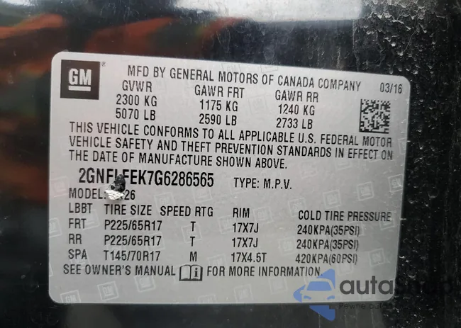 2GNFLFEK7G6286565: 90931205