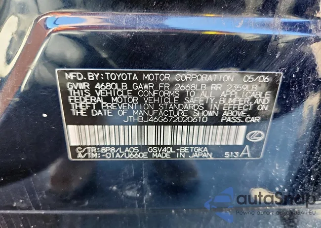 JTHBJ46G672020610: 91268445