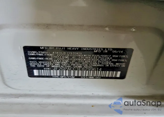 JF2GPACC3E8299614: 94240025