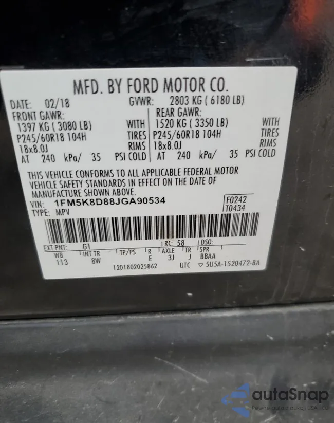 1FM5K8D88JGA90534: 93717375