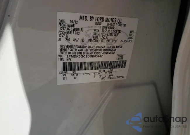 2FMDK3GC2DBB05247: 90497495