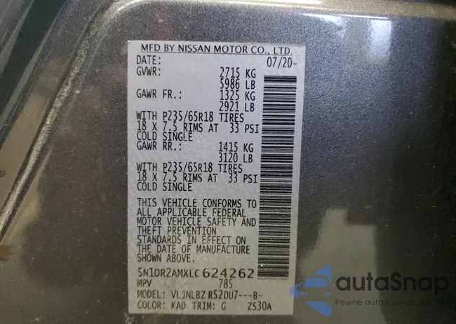 5N1DR2AMXLC624262: 91763385