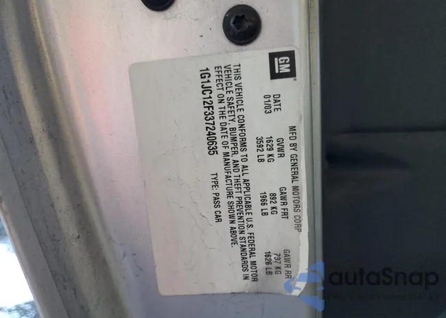 1G1JC12F337240635: 91392305