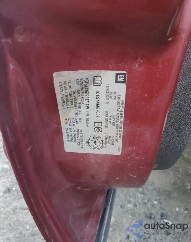 1GTHK43689F171139: 91212705