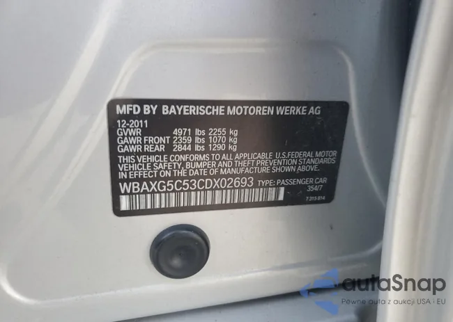 WBAXG5C53CDX02693: 85434865