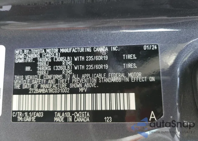 2T2BAMBA1RC031002: 91651475