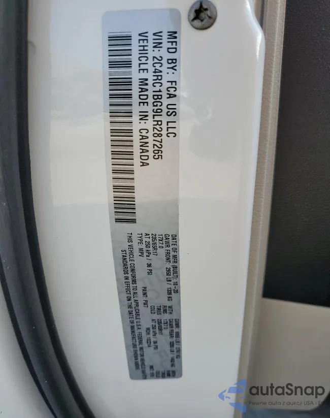 2C4RC1BG9LR287265: 91876145