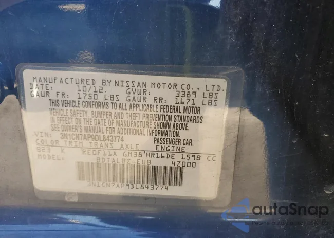 3N1CN7AP9DL843774: 90909435