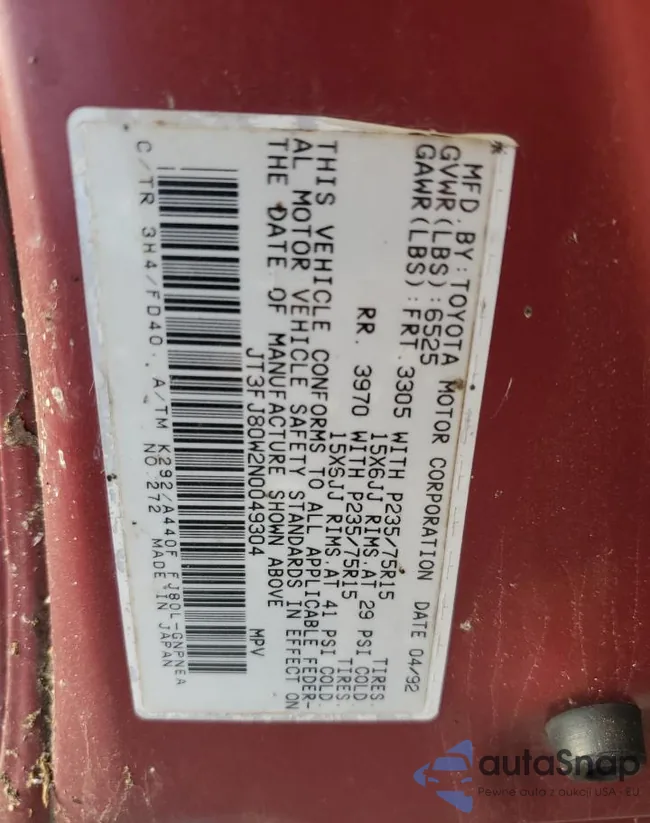 JT3FJ80W2N0049304: 92039245