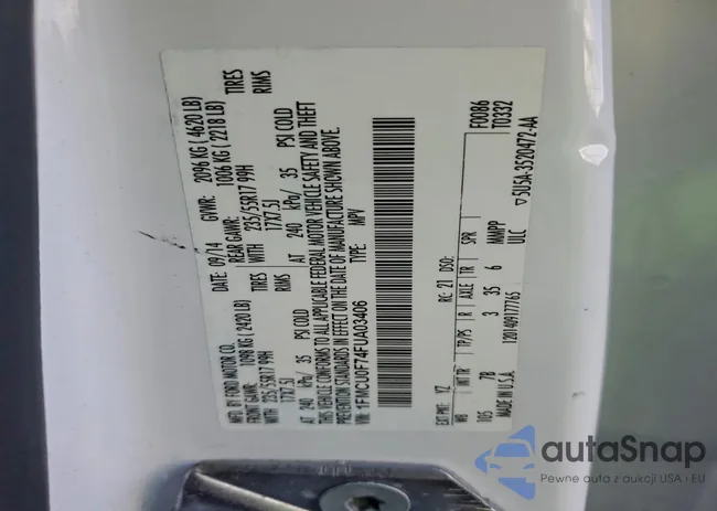 1FMCU0F74FUA03406: 93087355