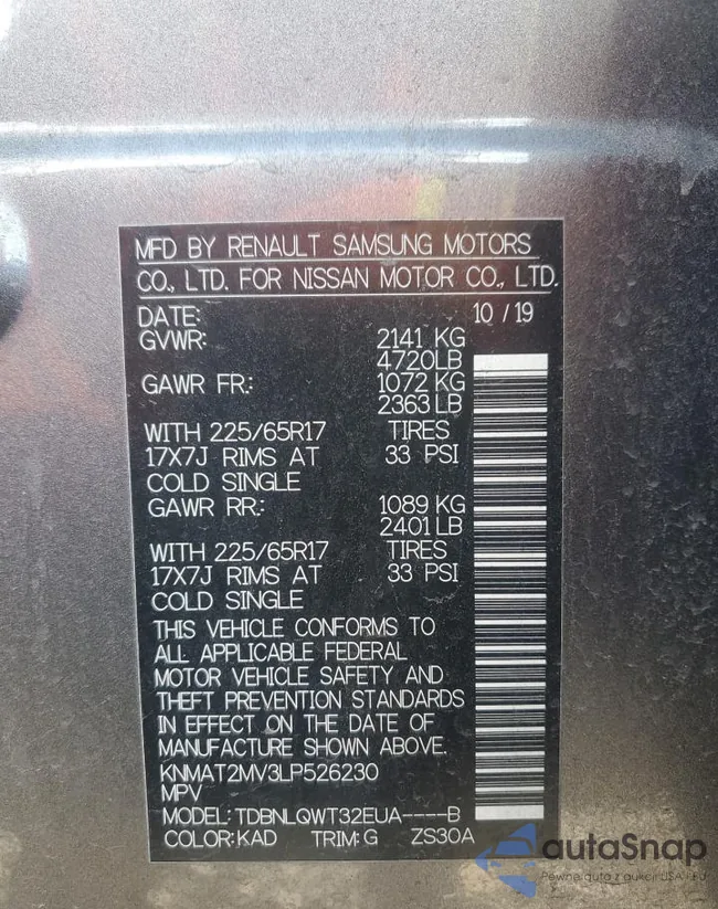 KNMAT2MV3LP526230: 92131245