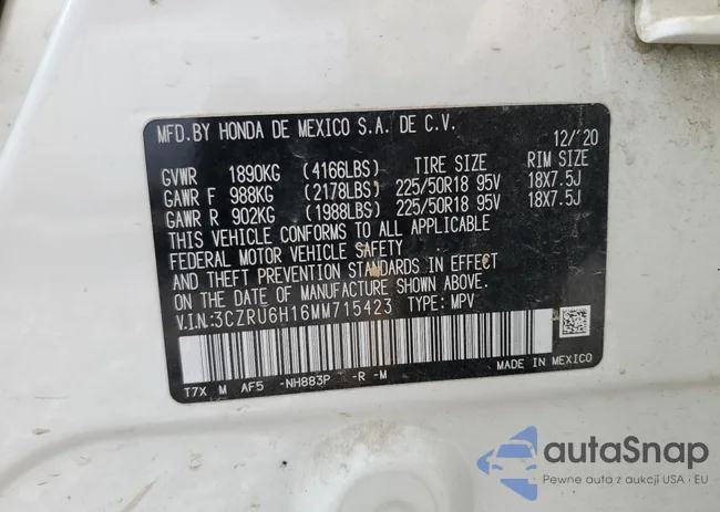 3CZRU6H16MM715423: 91176305