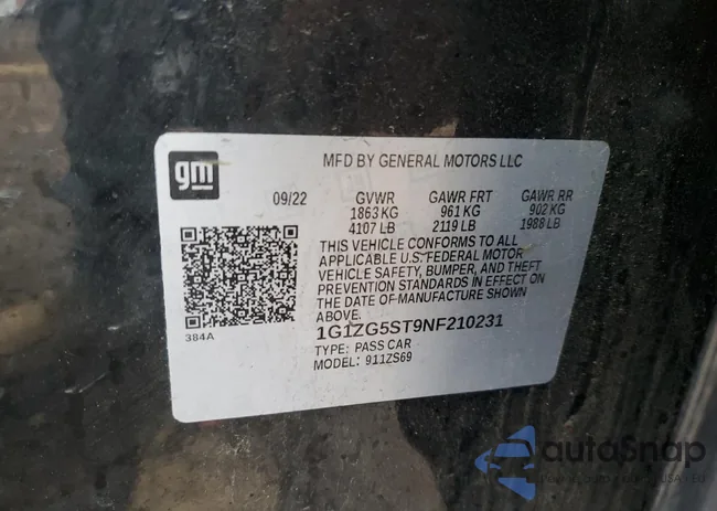 1G1ZG5ST9NF210231: 93506345