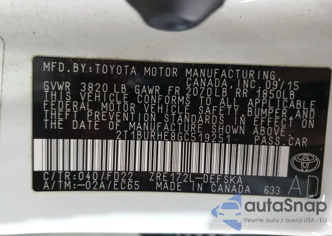 2T1BURHE8GC519251: 91140415