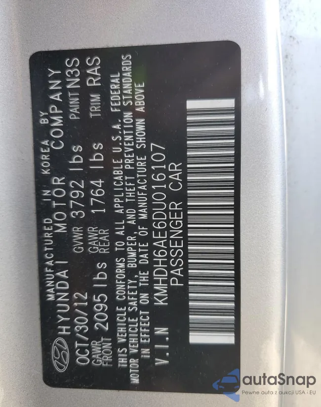 KMHDH6AE6DU016107: 92614175