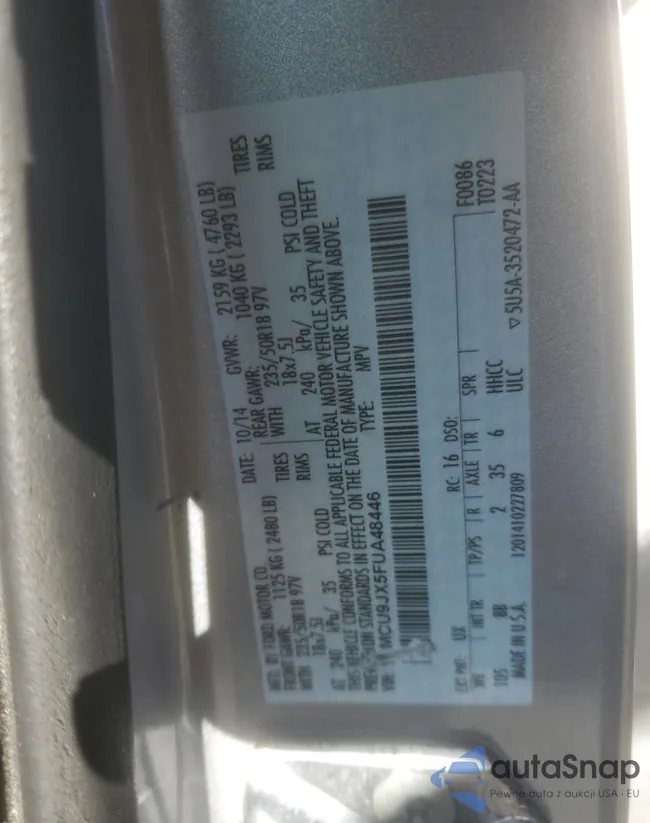 1FMCU9JX5FUA48446: 92579865