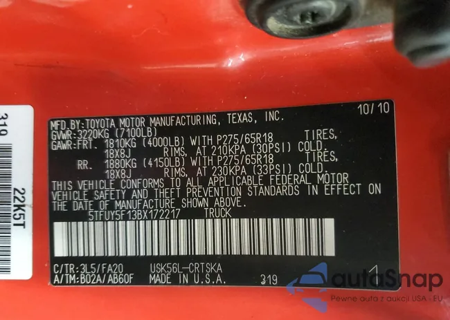 5TFUY5F13BX172217: 91636605