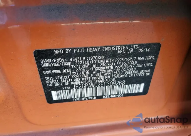 JF2GPAWC2EH309268: 92450315