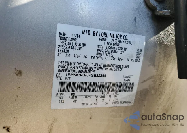 1FM5K8AR0FGB32344: 92161395