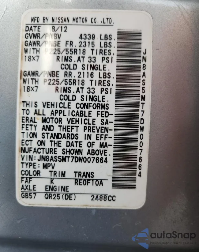 JN8AS5MT7DW007664: 92310775