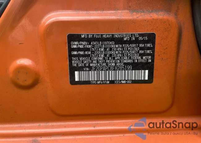 JF2GPAPC8FH285199: 91516925