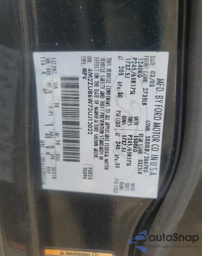 4M2ZU86W73UJ13022: 90852105