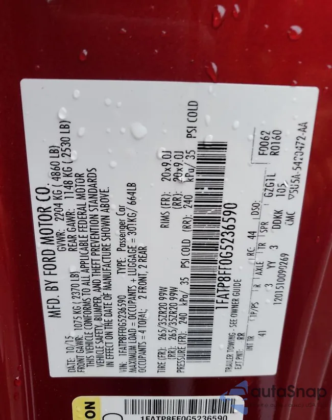 1FATP8FF0G5236590: 92165285