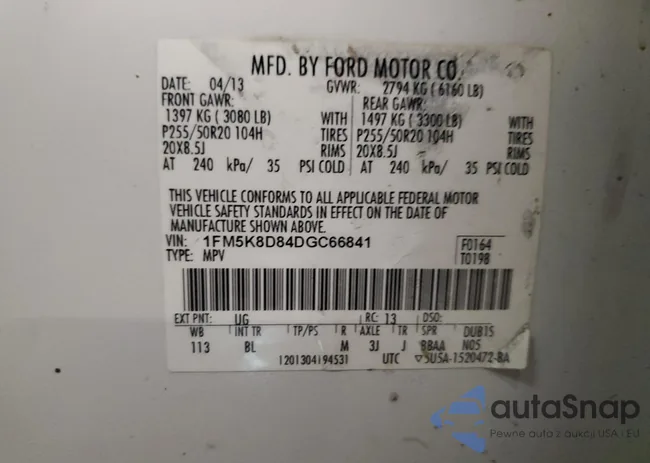 1FM5K8D84DGC66841: 92302315