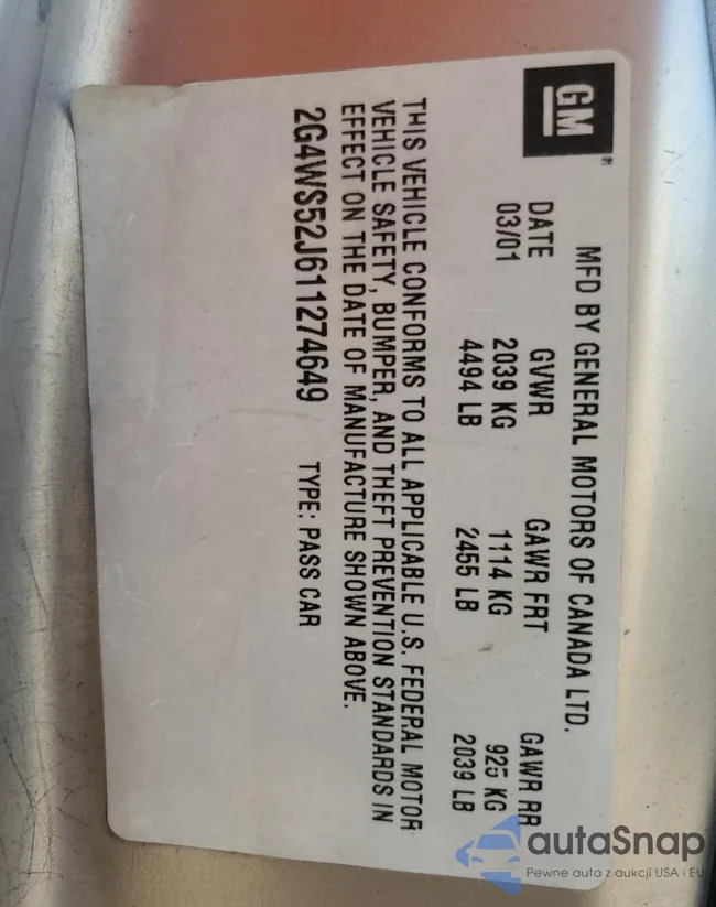 2G4WS52J611274649: 91294025