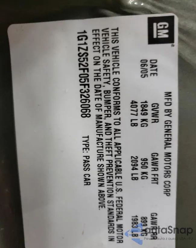 1G1ZS52F05F326068: 91441695