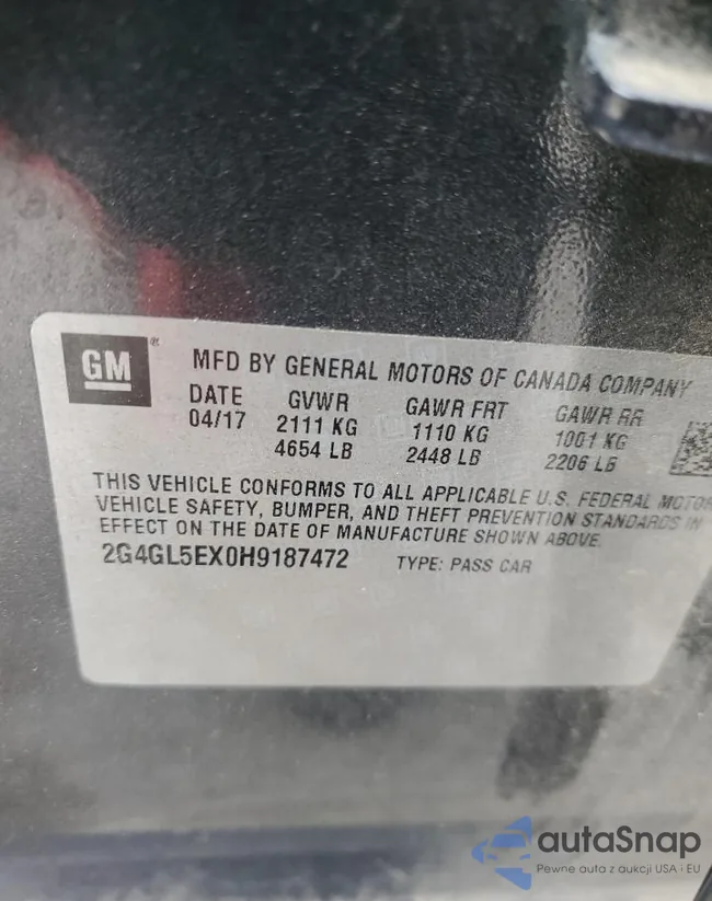 2G4GL5EX0H9187472: 91707005